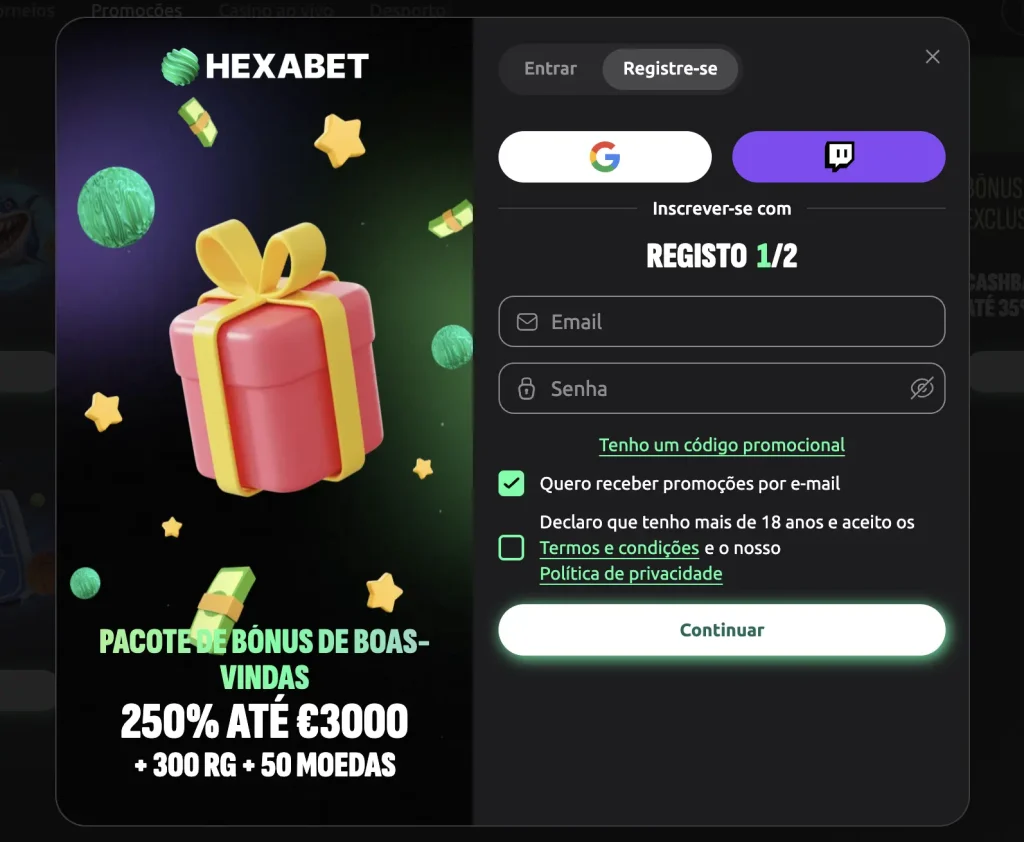 Hexabet casino registration